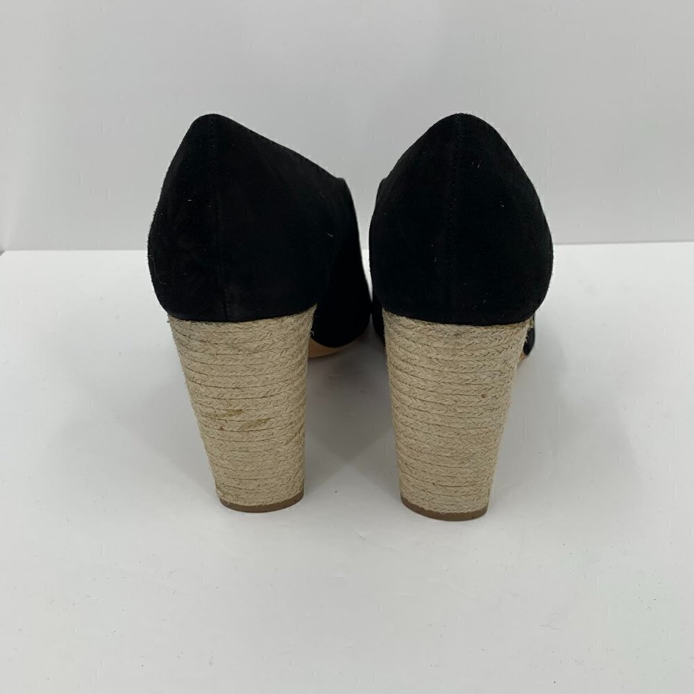 Vince Percey Block Heel black suede peeptoe sandals jute wrap bootie shoe new 10 - Picture 8 of 9